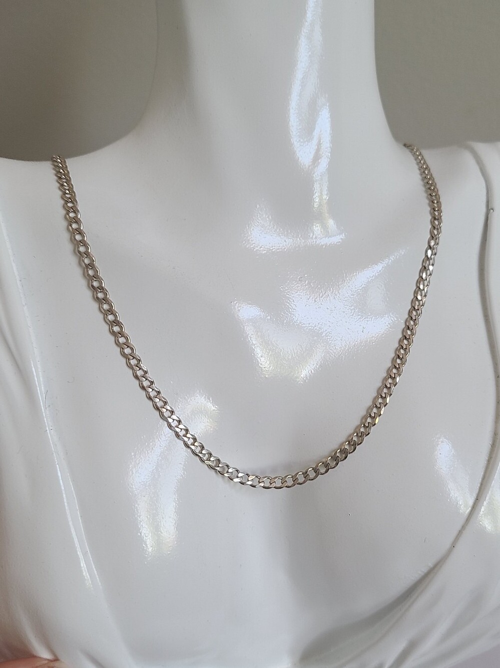 Classic Sterling Silver 925 23.5" Flat Curb Chain Link Quiet Luxury Necklace